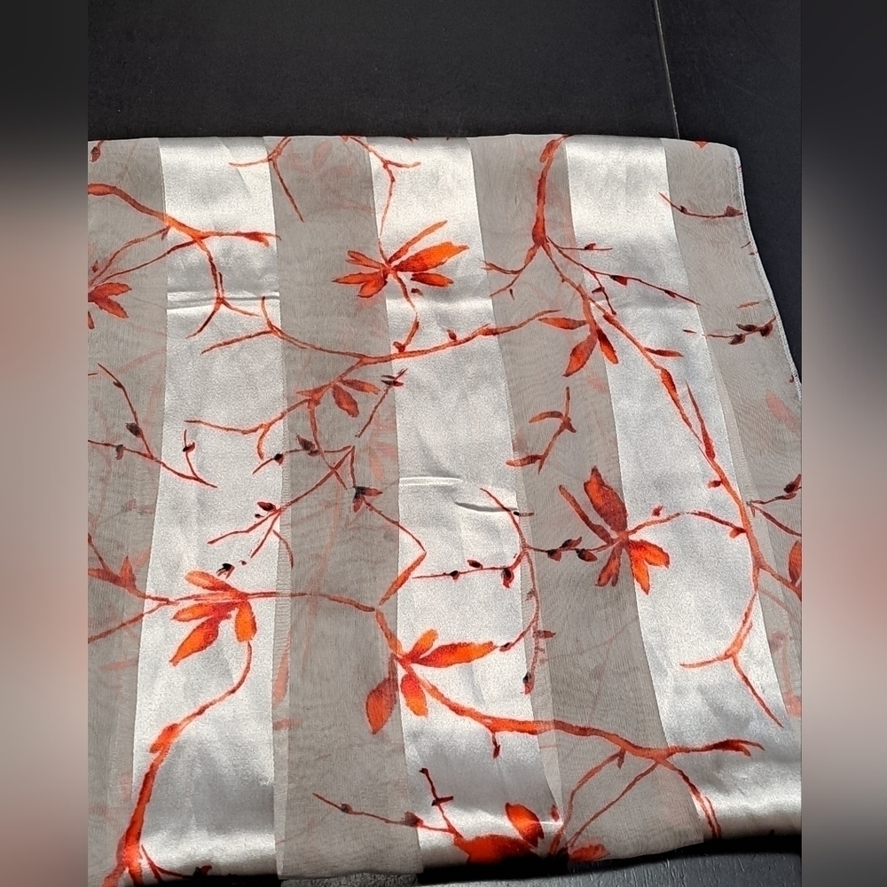 Shimmering Silver & Red Scarf